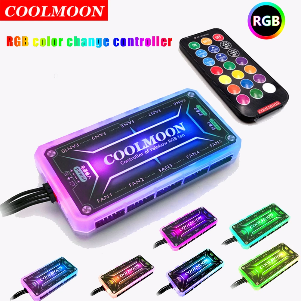 Fan Hub Rgb Controller - COl'hyMOON-Ventilateur de refroidissement ARGB, contrôleur ARGB,