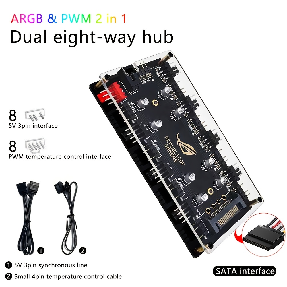 Rgb Hub Sync - Hub ventilateur double 8 ports ARGB/PWM